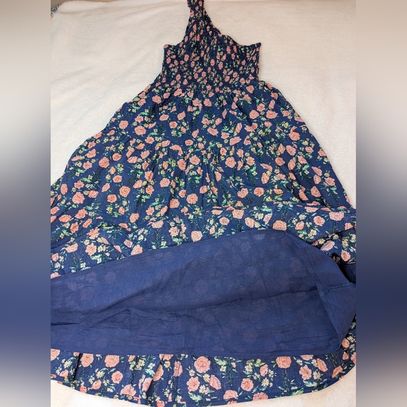 Lulus You Grow Girl Navy Floral Print One-shoulder Midi Dress Blue - Size XS - Picture 3 of 3